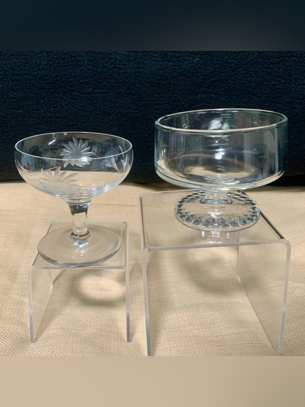 Vintage Etched Dessert Glasses Bundle – (2) Piece Set